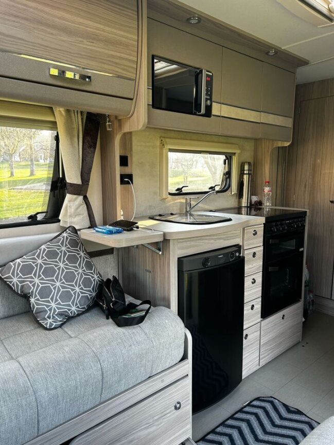 Kitchenette inside a campervan
